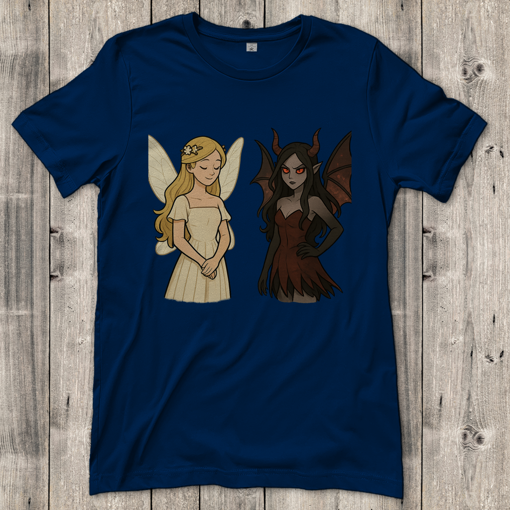 Damen T-Shirt Fee Gut und Böse