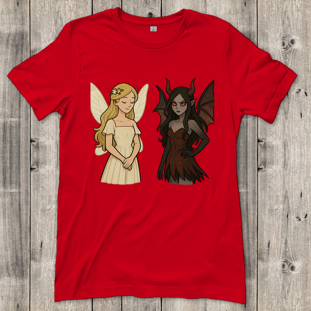 Damen T-Shirt Fee Gut und Böse