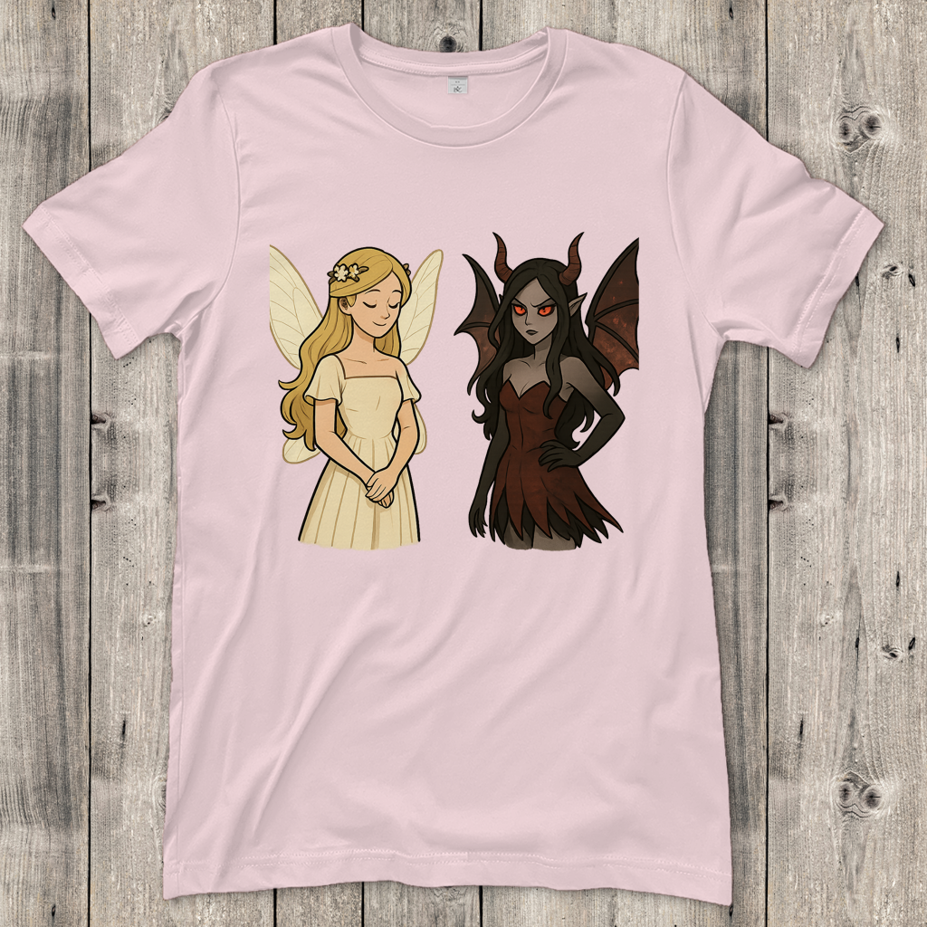 Damen T-Shirt Fee Gut und Böse