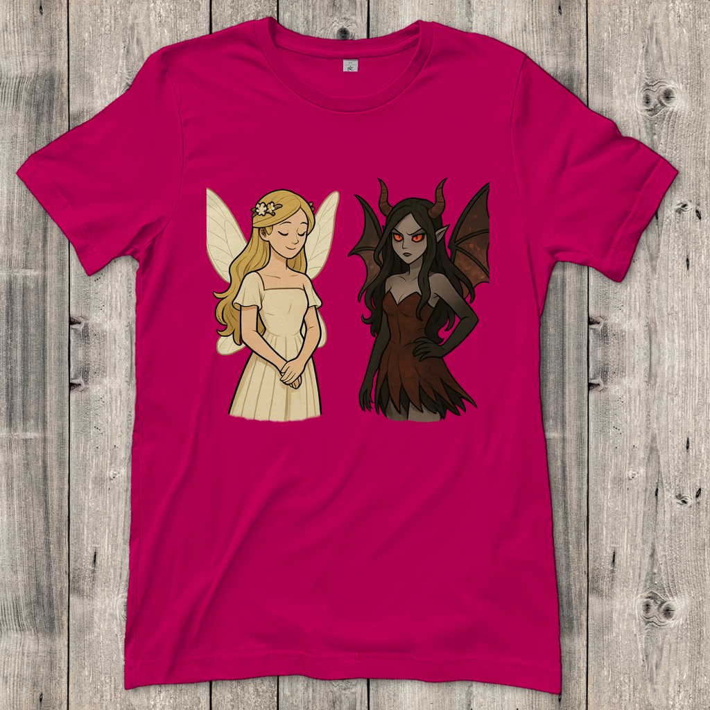 Damen T-Shirt Fee Gut und Böse