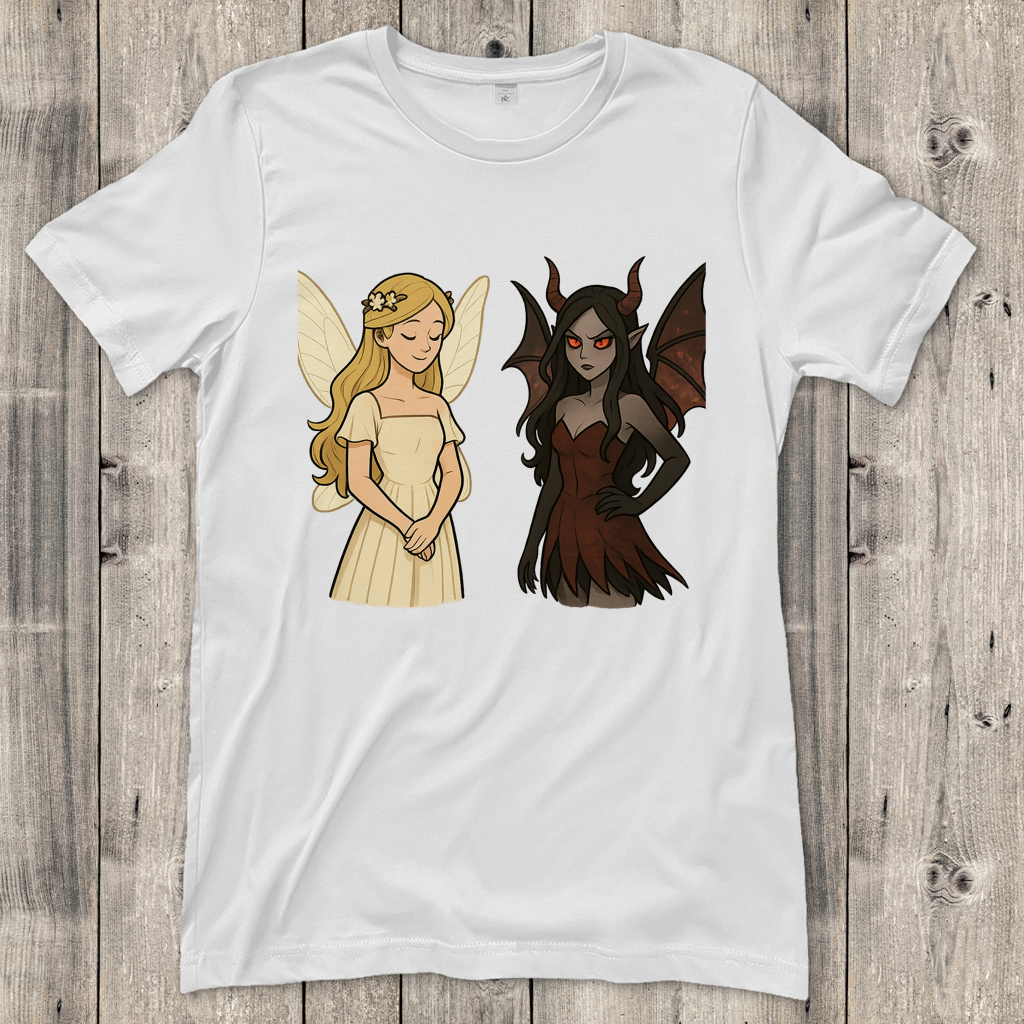 Damen T-Shirt Fee Gut und Böse