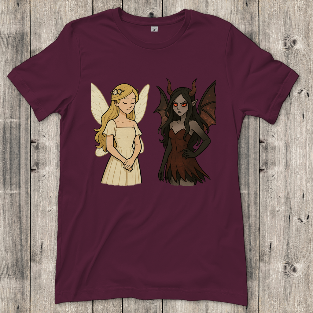 Damen T-Shirt Fee Gut und Böse