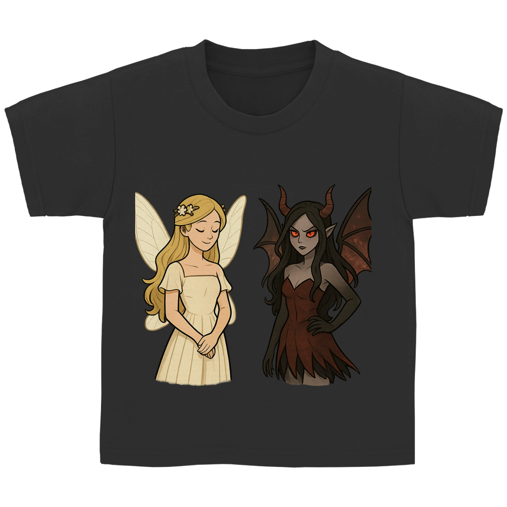 Kinder Basic T-Shirt Fee Gut und Böse