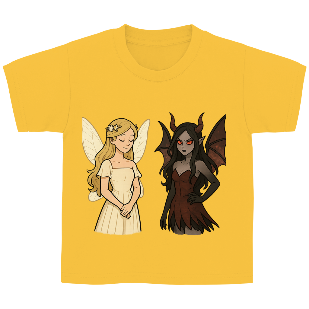 Kinder Basic T-Shirt Fee Gut und Böse