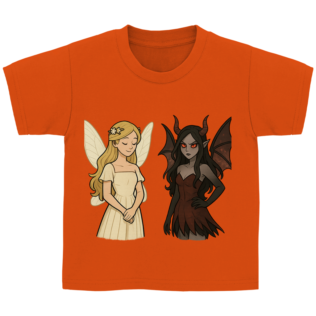 Kinder Basic T-Shirt Fee Gut und Böse