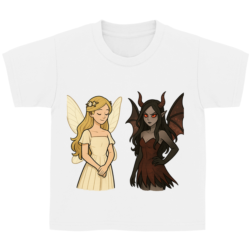 Kinder Basic T-Shirt Fee Gut und Böse