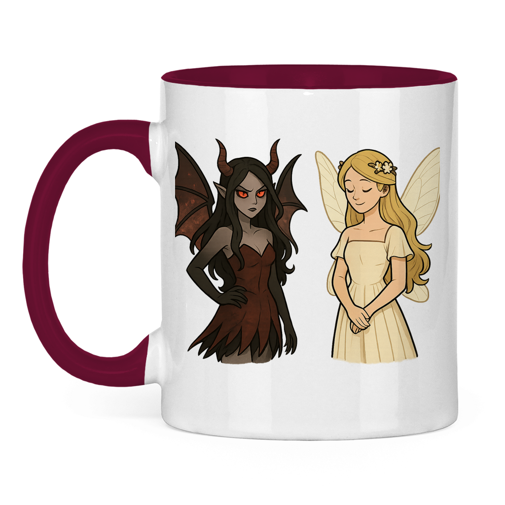 Tasse zweifarbig Fee Gut und Böse