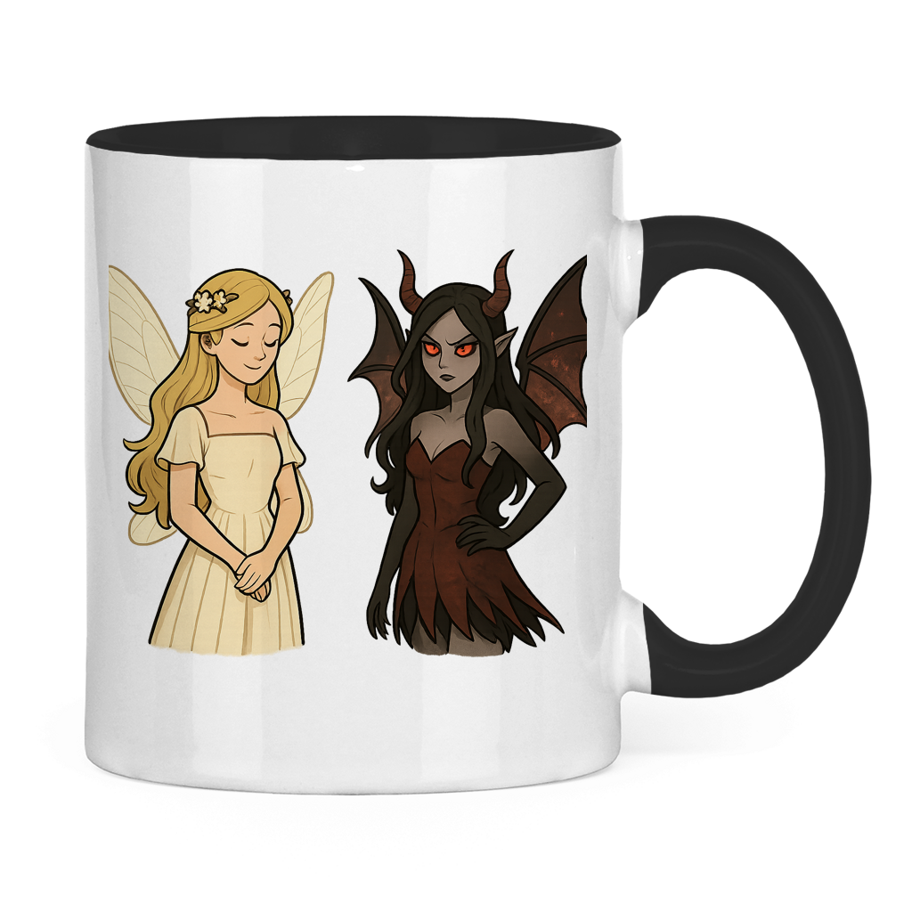 Tasse zweifarbig Fee Gut und Böse