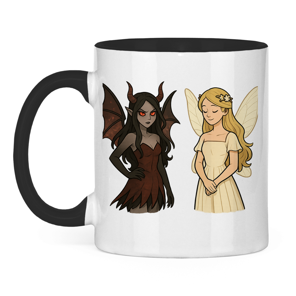 Tasse zweifarbig Fee Gut und Böse