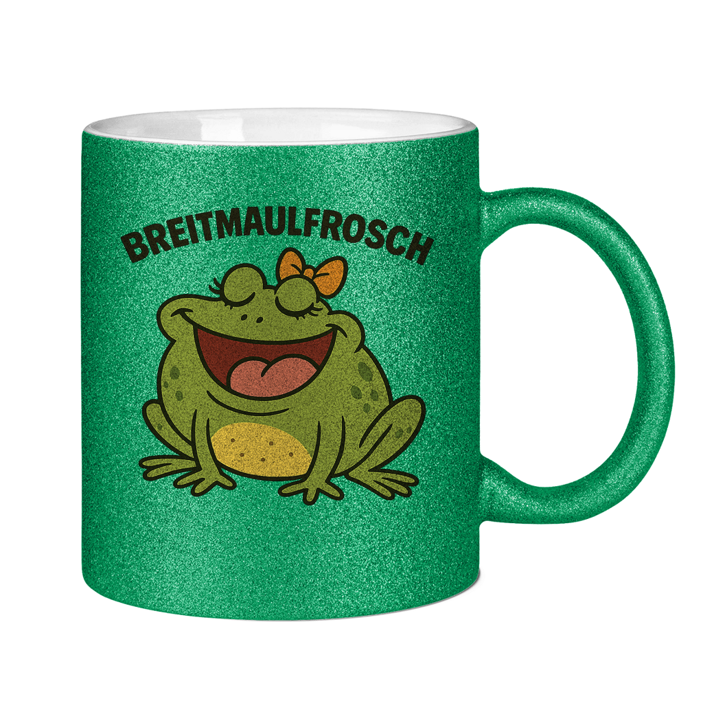 Glitzertasse Breitmaulfrosch Frau