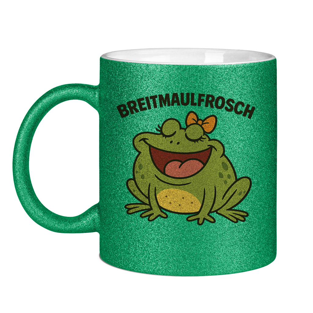 Glitzertasse Breitmaulfrosch Frau