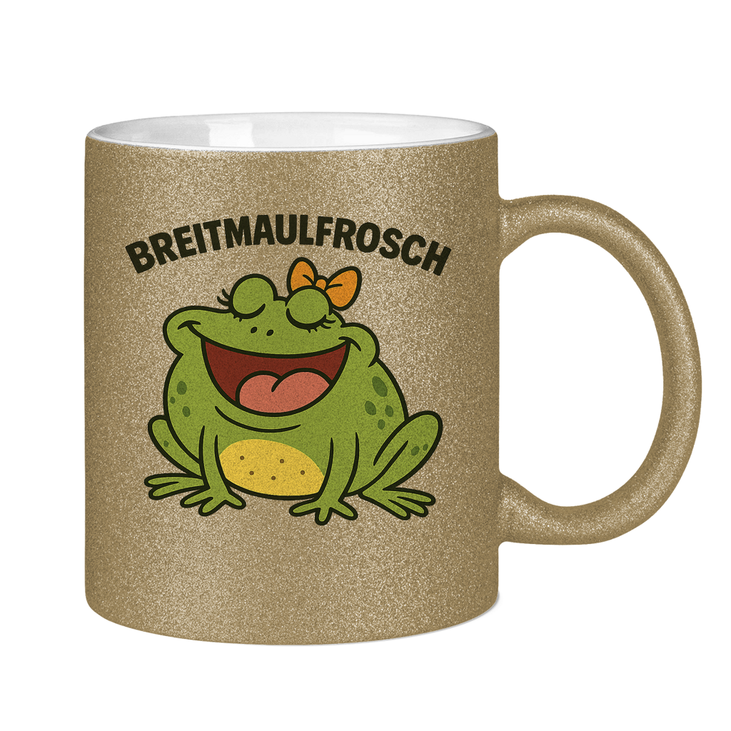 Glitzertasse Breitmaulfrosch Frau