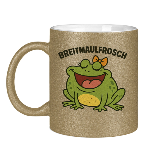 Glitzertasse Breitmaulfrosch Frau