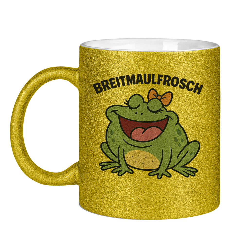 Glitzertasse Breitmaulfrosch Frau