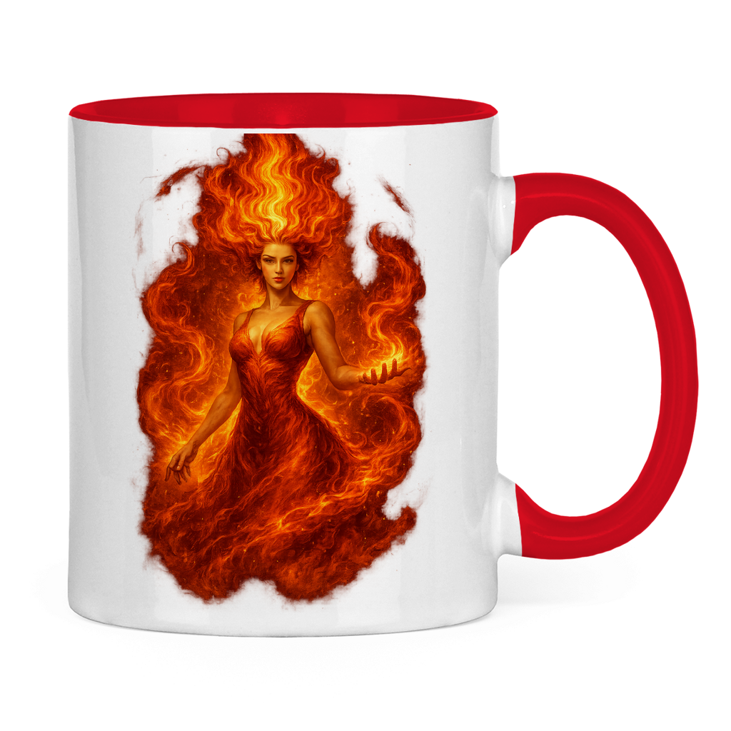 Tasse zweifarbig Feuerfrau