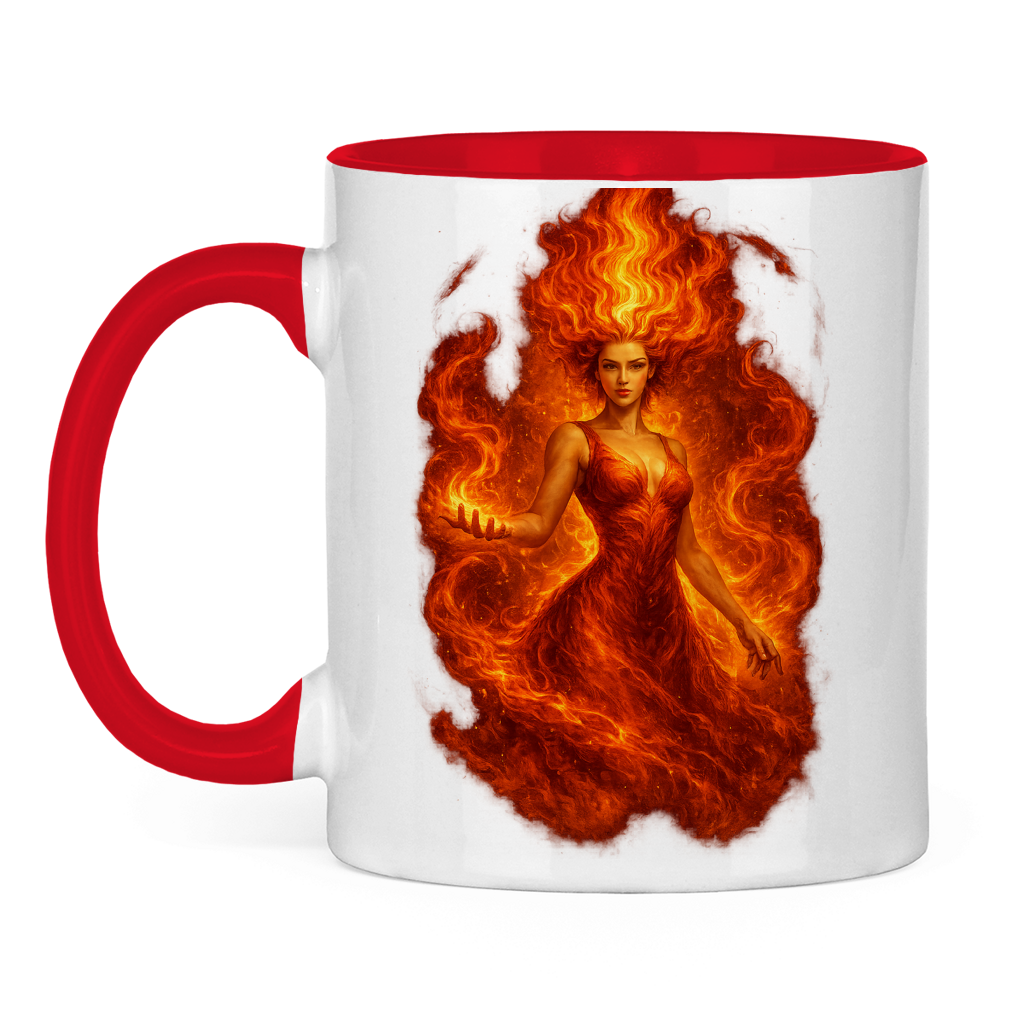 Tasse zweifarbig Feuerfrau