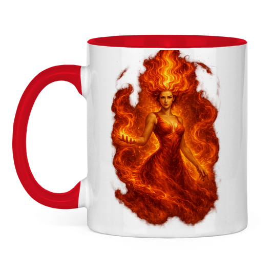 Tasse zweifarbig Feuerfrau