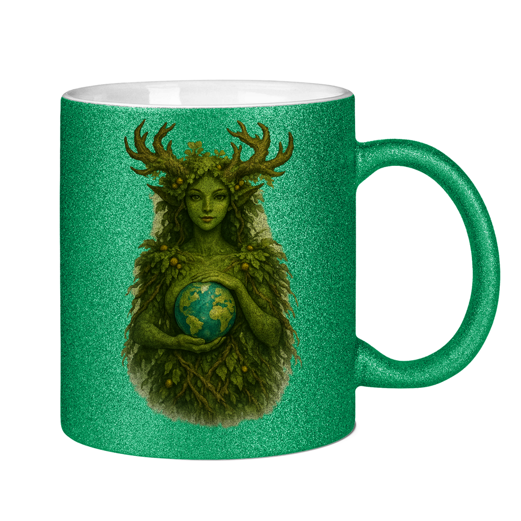 Glitzertasse Waldfrau
