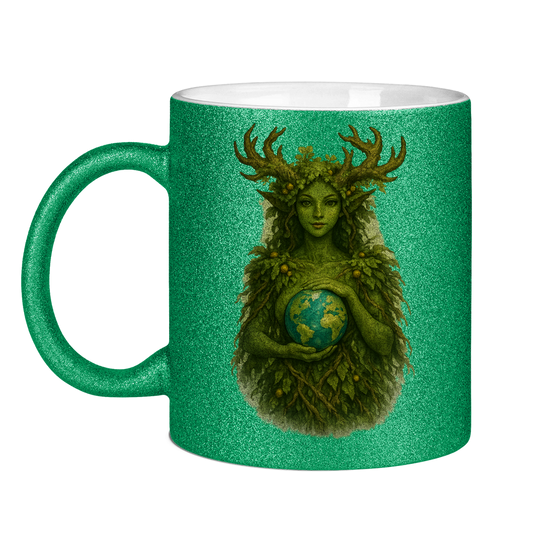 Glitzertasse Waldfrau