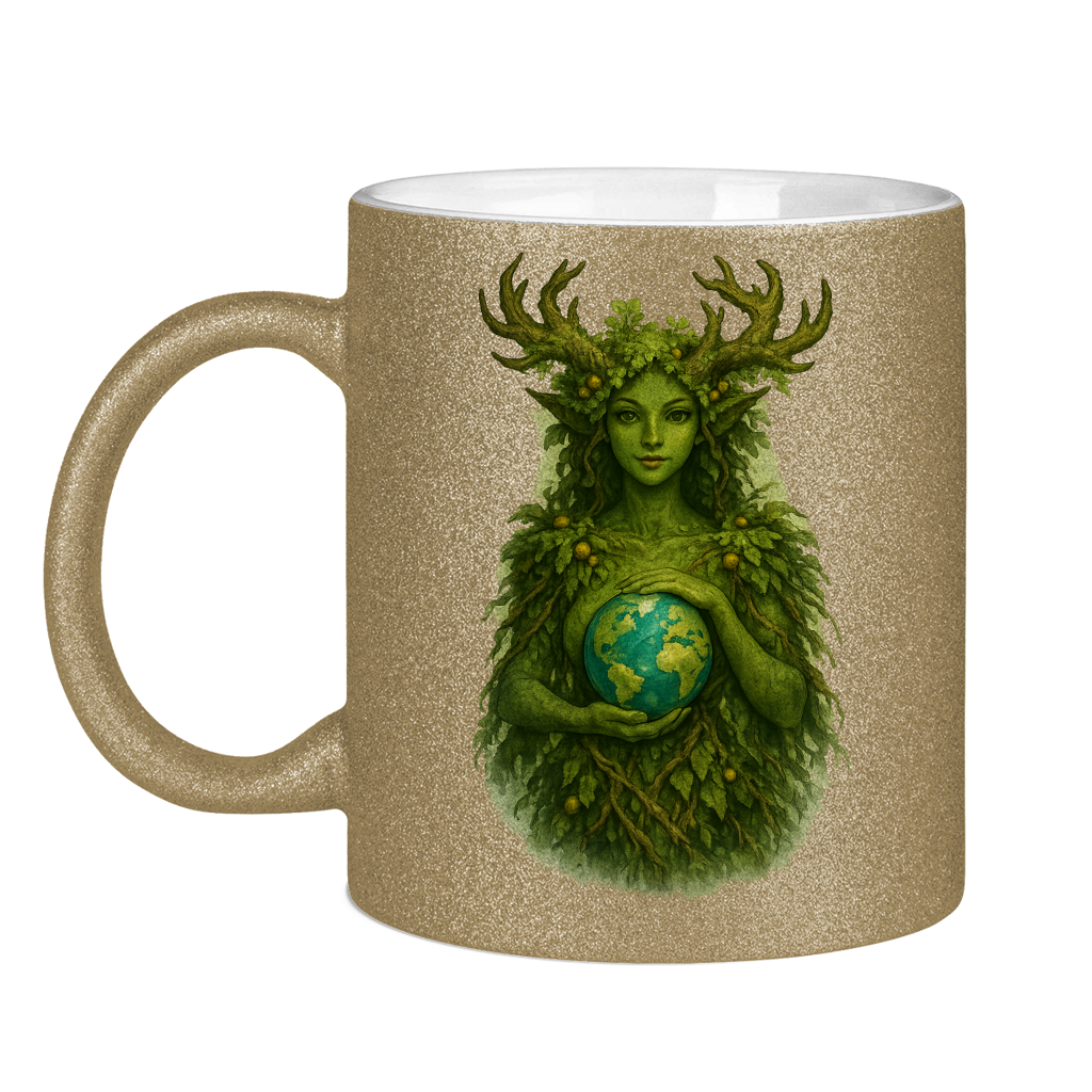 Glitzertasse Waldfrau