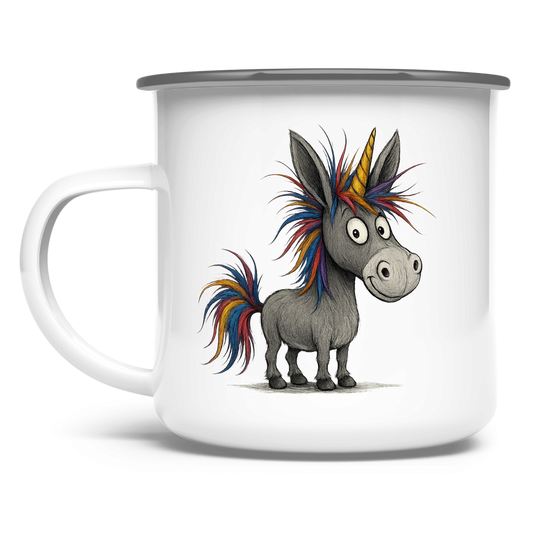 Emaille Tasse Einhorn Esel