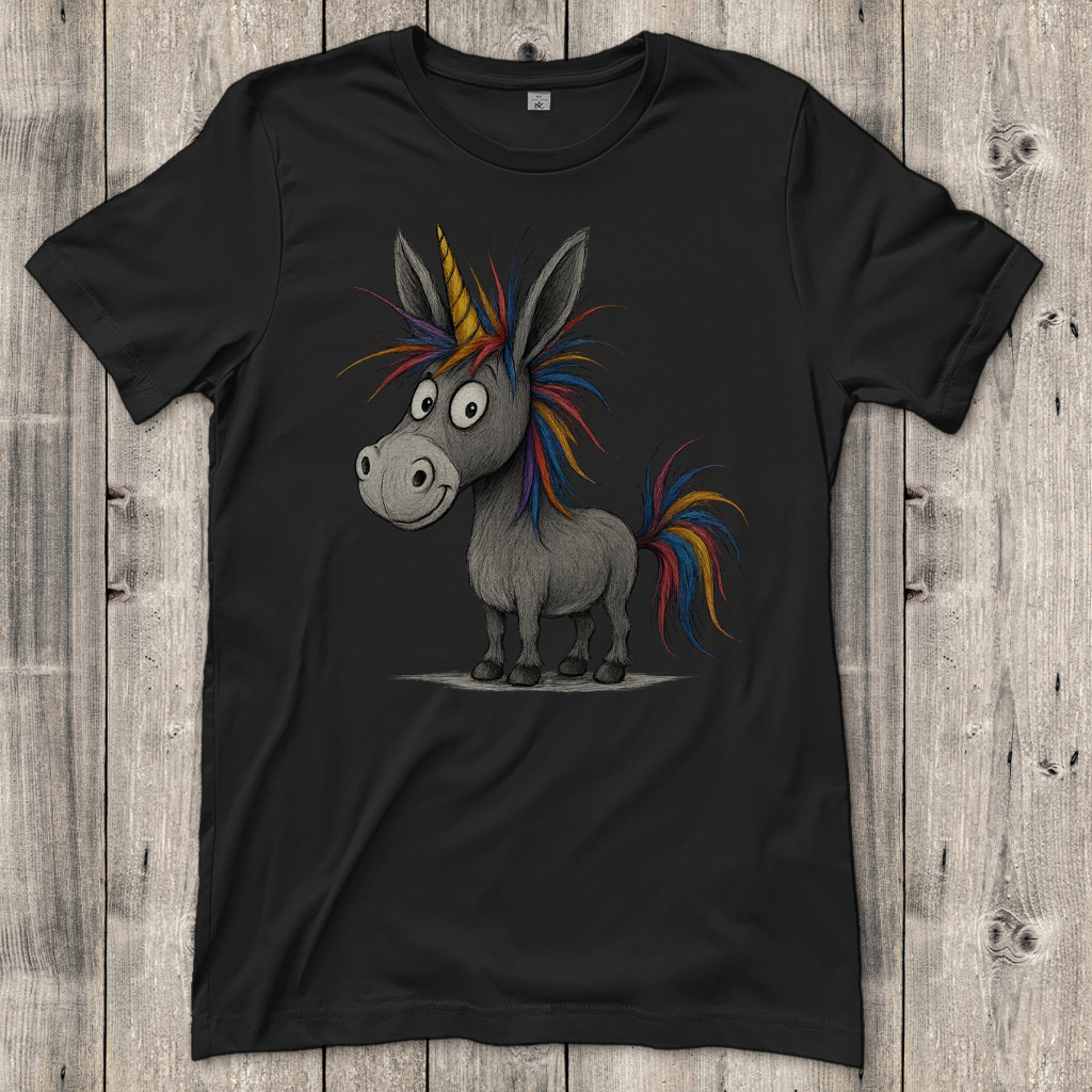 Damen T-Shirt Einhorn Esel