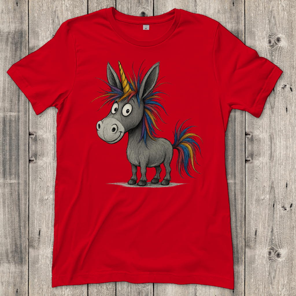 Damen T-Shirt Einhorn Esel