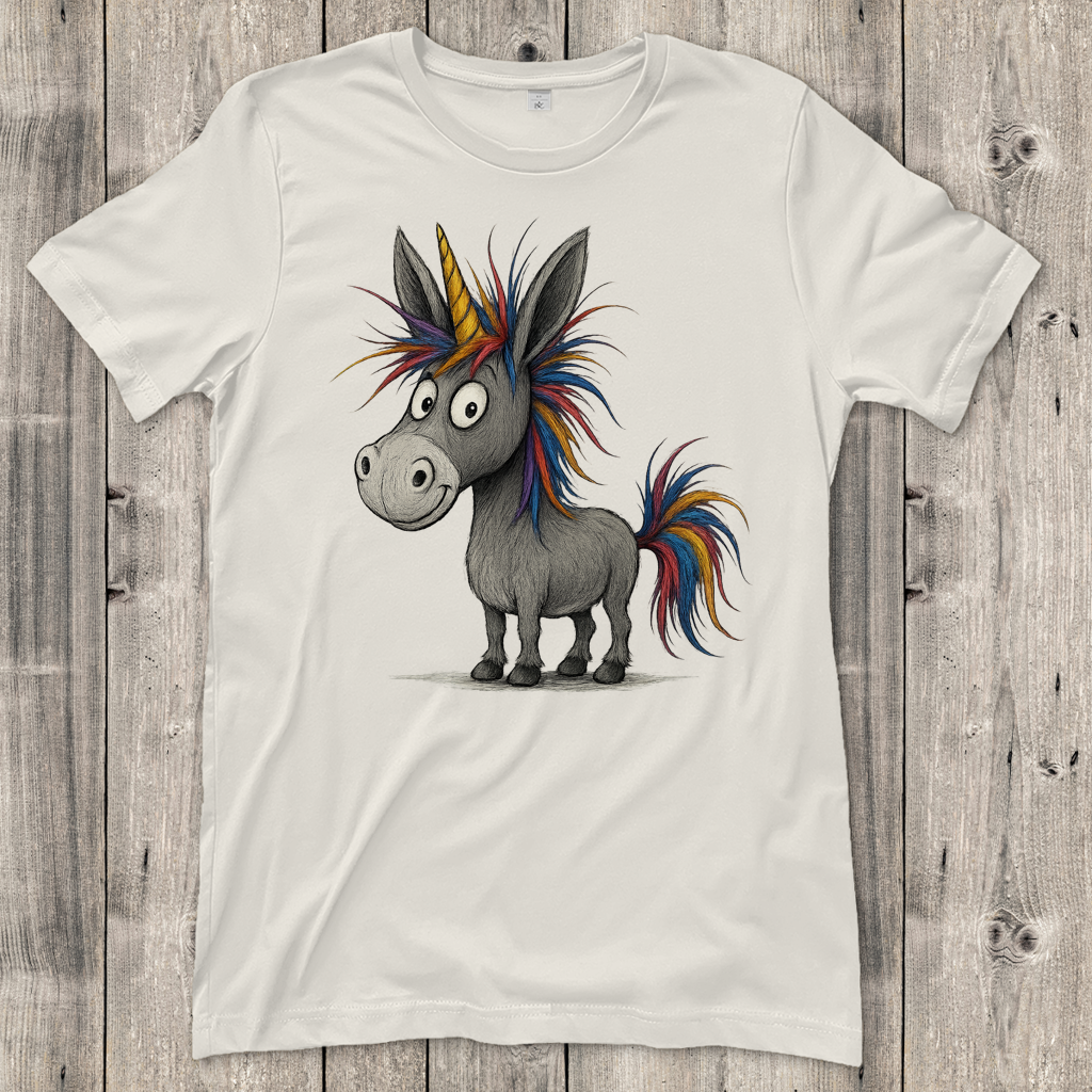 Damen T-Shirt Einhorn Esel