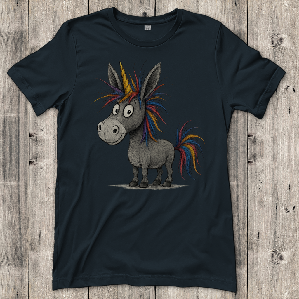 Damen T-Shirt Einhorn Esel