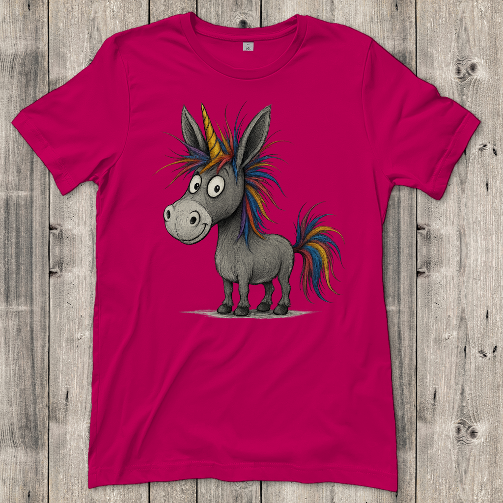 Damen T-Shirt Einhorn Esel