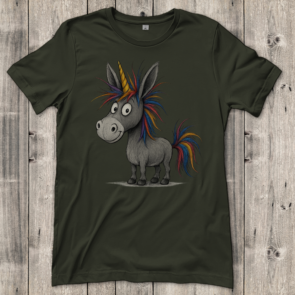 Damen T-Shirt Einhorn Esel