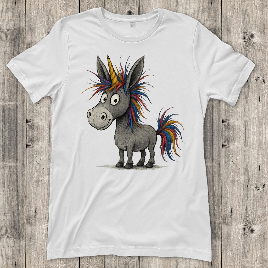 Damen T-Shirt Einhorn Esel