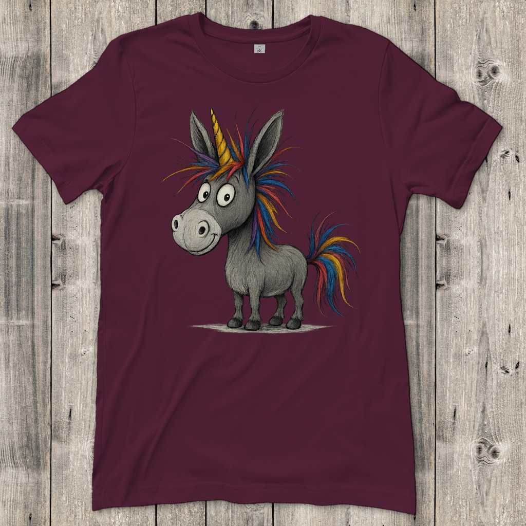 Damen T-Shirt Einhorn Esel