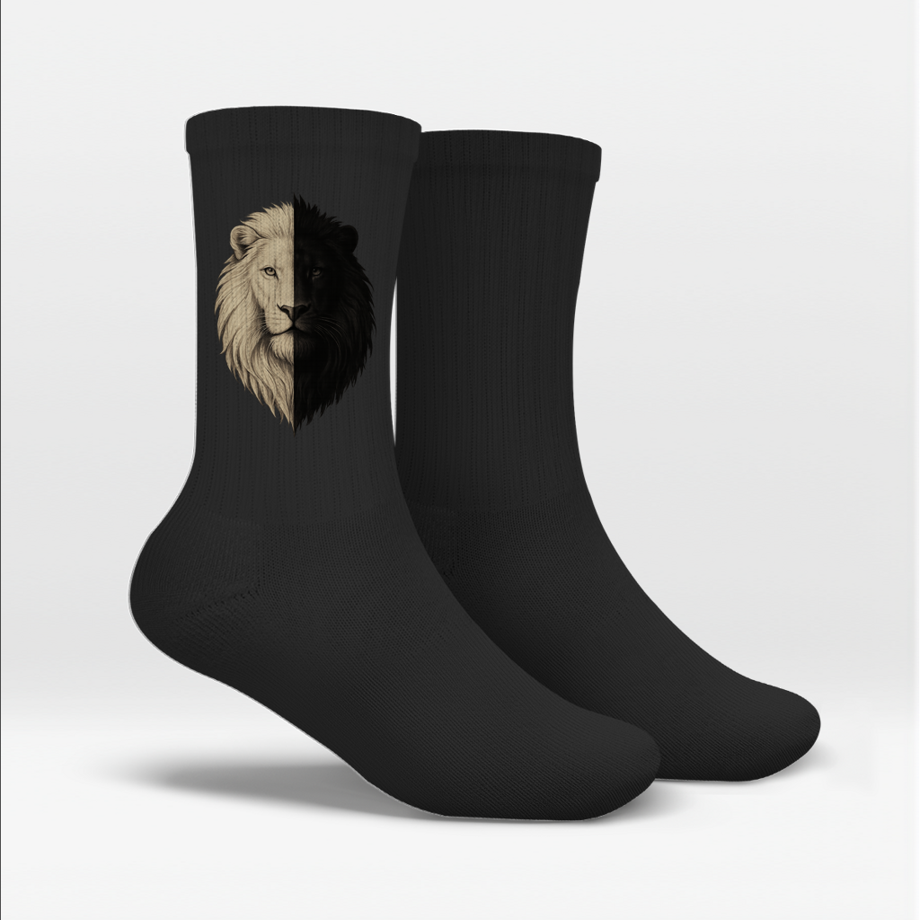 Socken Weiß Schwarzer Löwe