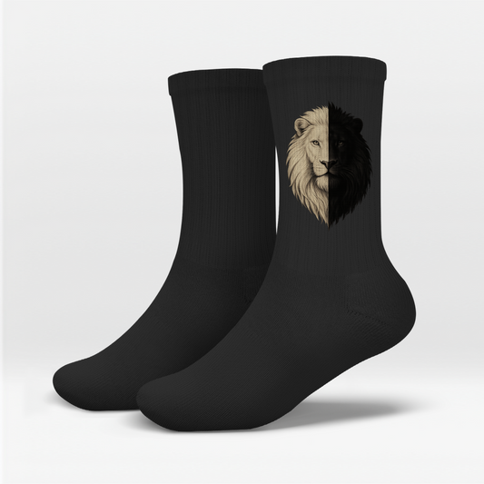 Socken Weiß Schwarzer Löwe