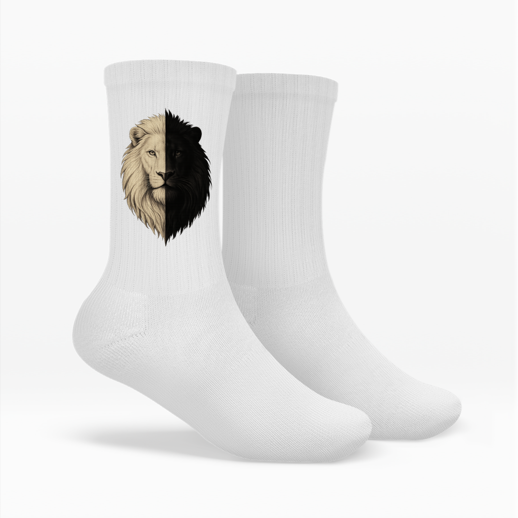 Socken Weiß Schwarzer Löwe