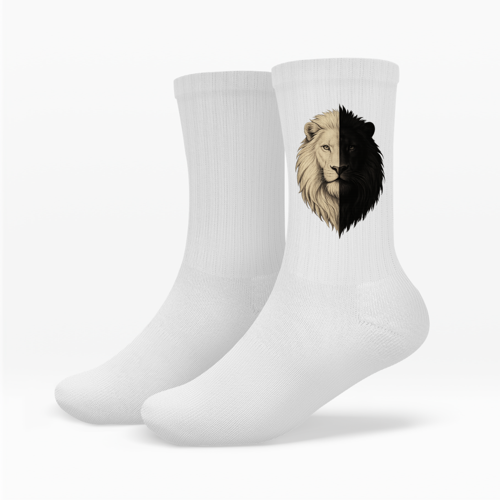 Socken Weiß Schwarzer Löwe
