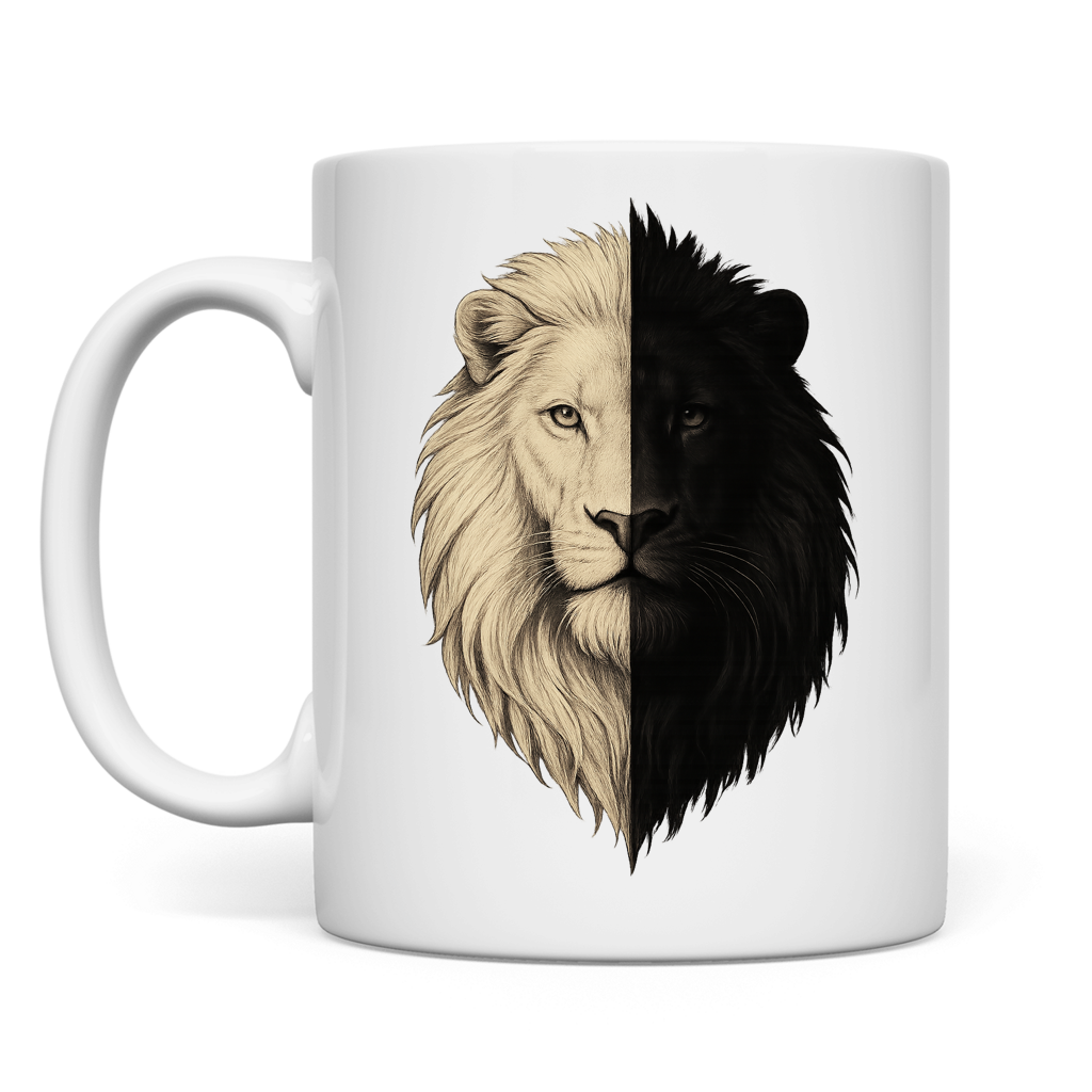 Tasse Weiß Schwarzer Löwe