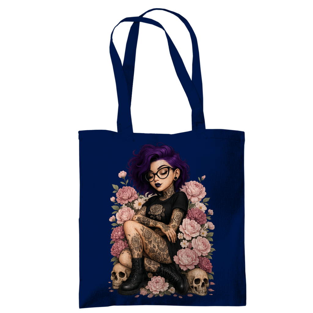 Tragetasche Tattoofrau auf Blumen