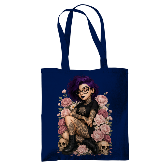 Tragetasche Tattoofrau auf Blumen