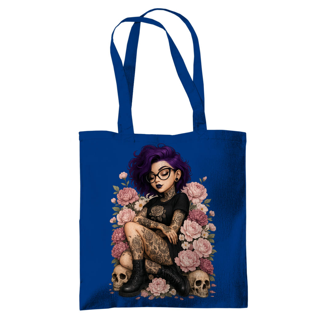 Tragetasche Tattoofrau auf Blumen