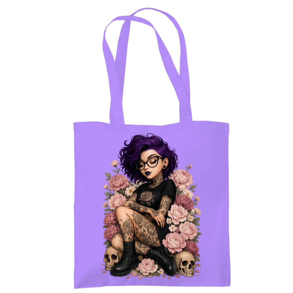 Tragetasche Tattoofrau auf Blumen