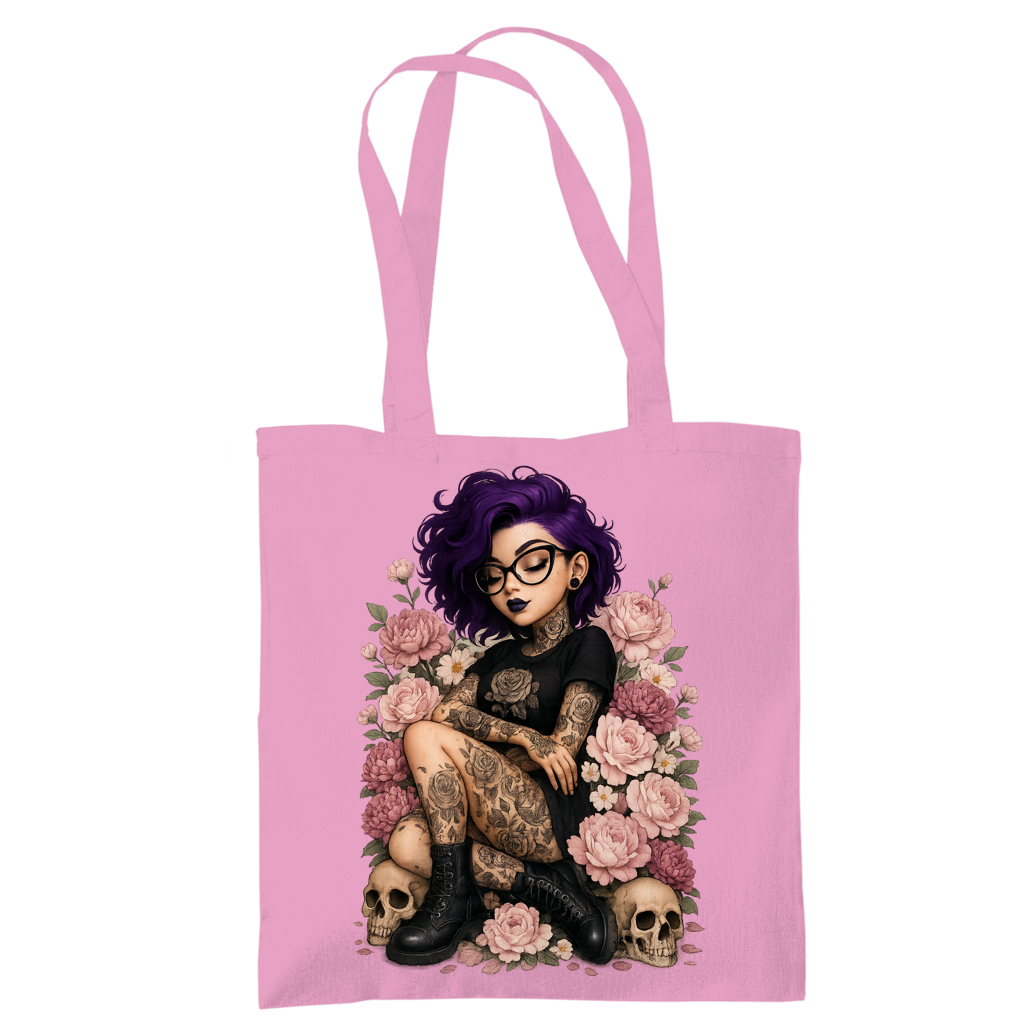 Tragetasche Tattoofrau auf Blumen