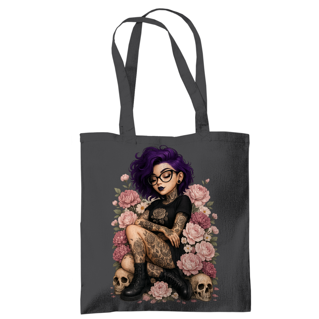 Tragetasche Tattoofrau auf Blumen