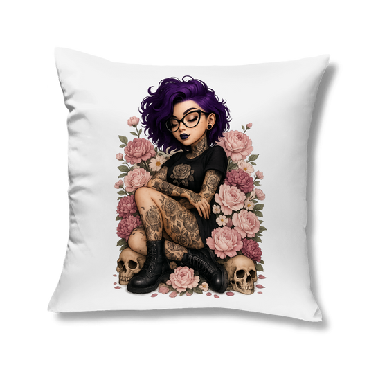 Kopfkissen Tattoofrau auf Blumen