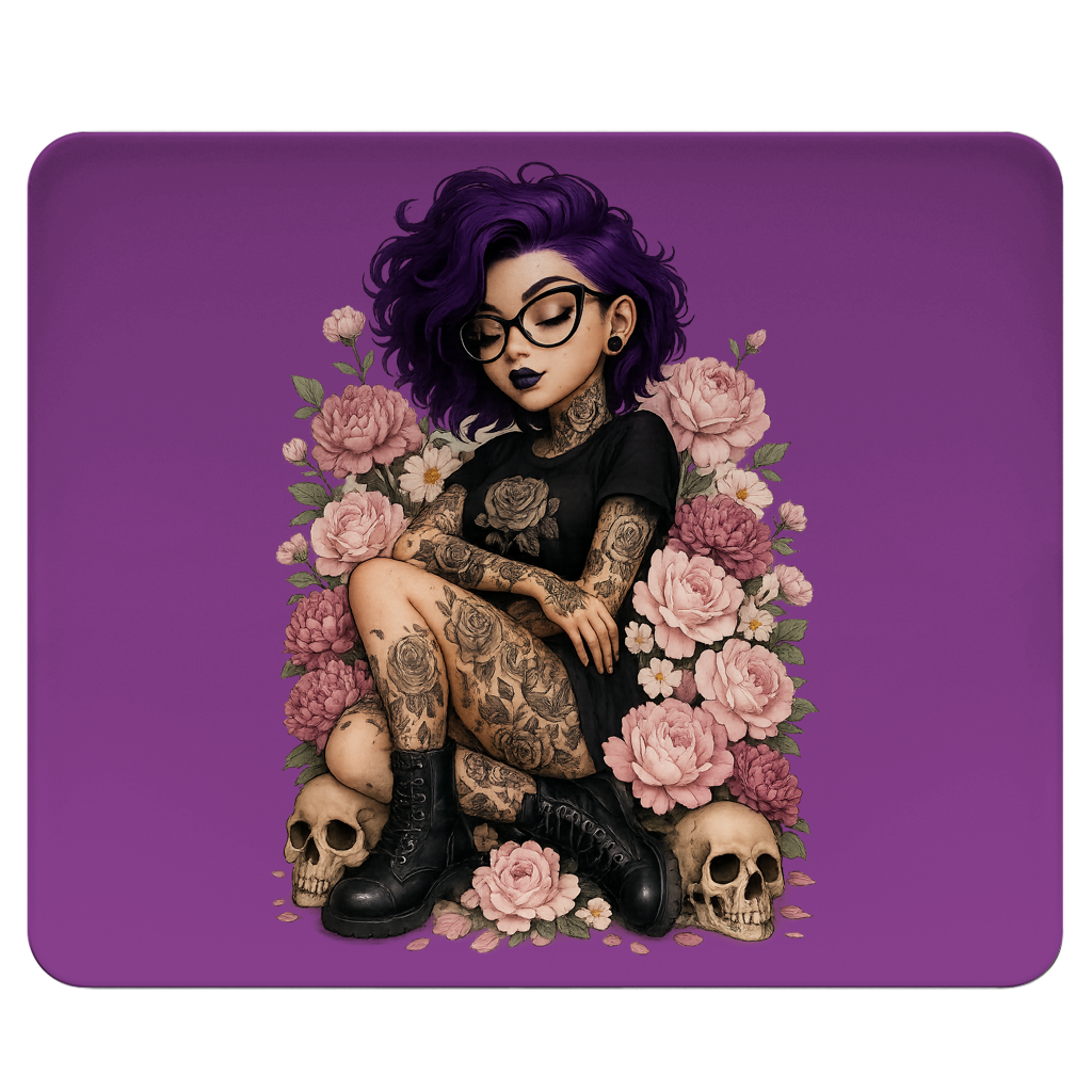 Mousepad Tattoofrau auf Blumen