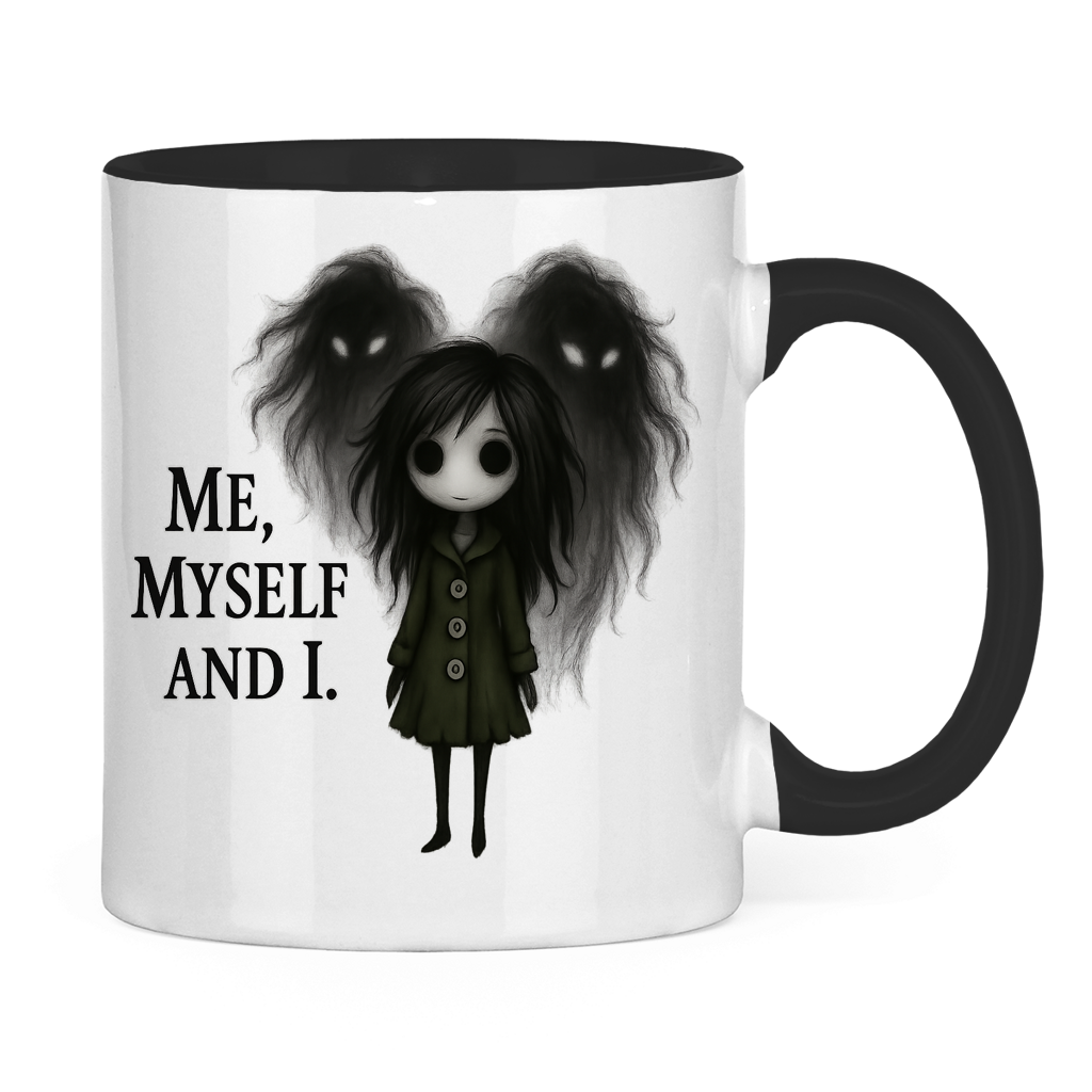 Tasse zweifarbig Frau ME, MYSELF AND I