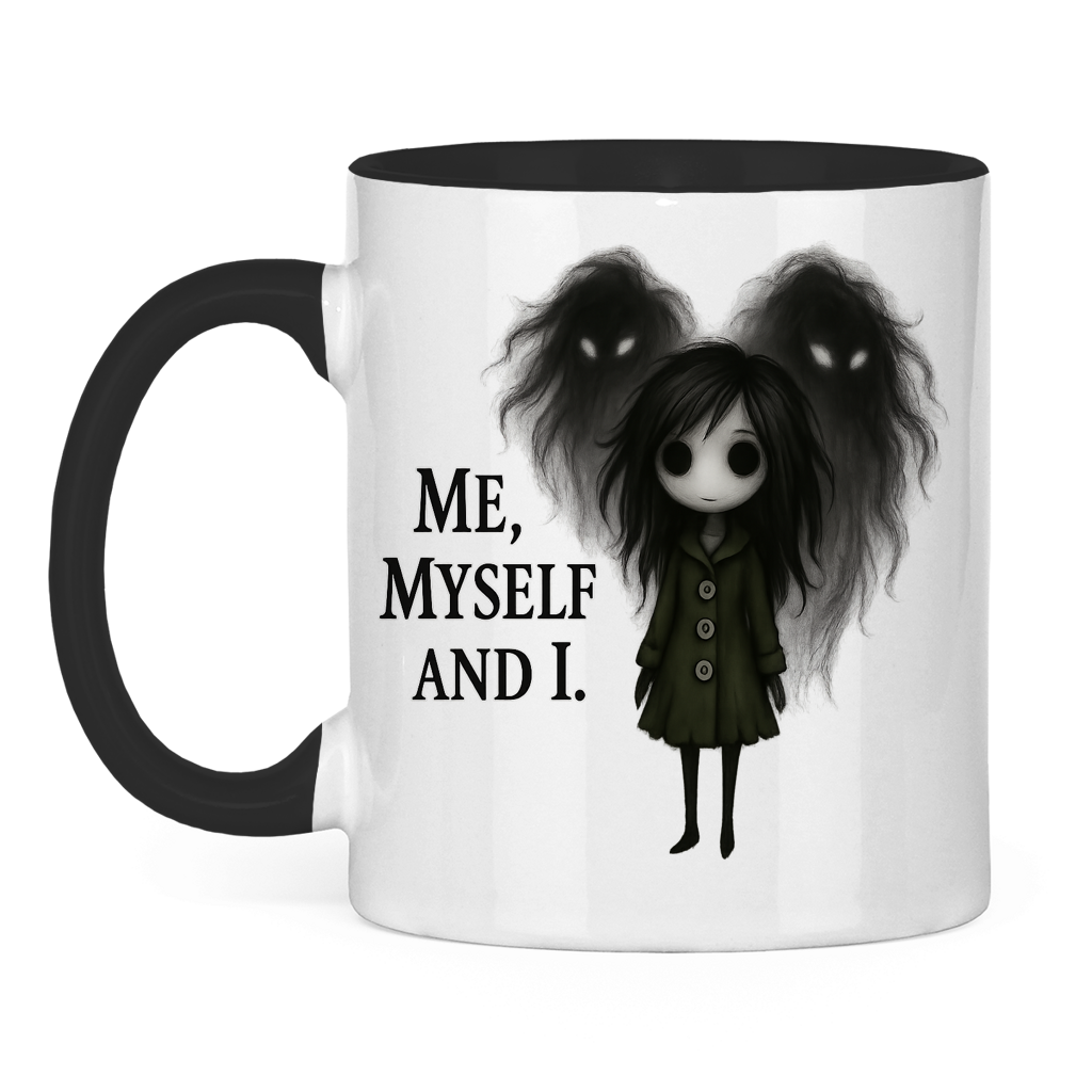 Tasse zweifarbig Frau ME, MYSELF AND I