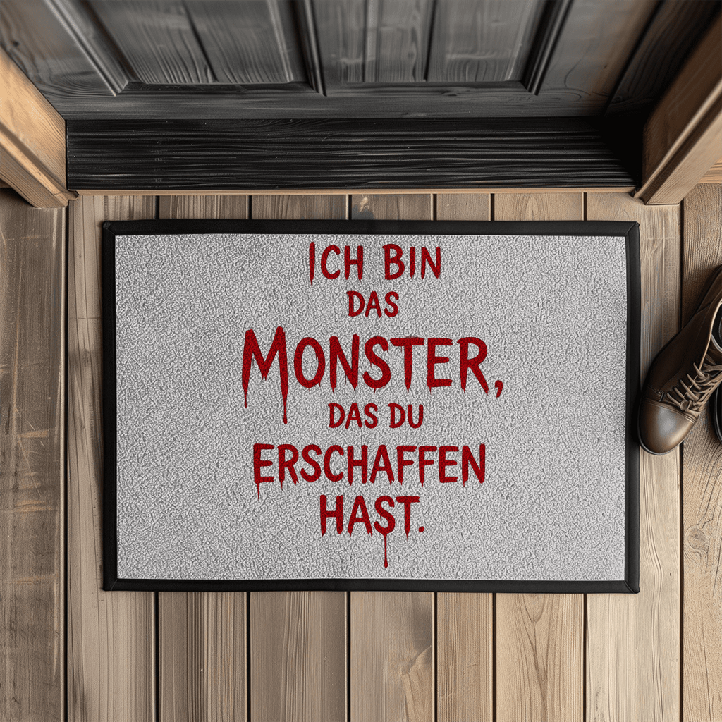 Fußmatte mit Gummirand Spruch Deutsch Ich bin das Monster