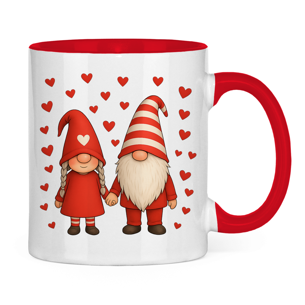 Tasse zweifarbig Wichtel Hand in Hand Valentinstag
